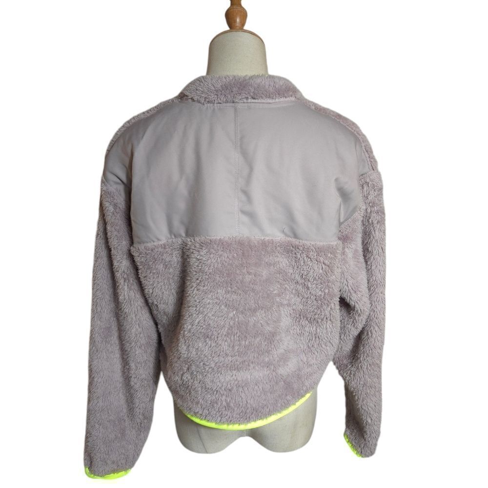 Nike Tan Cropped Quarter Zip Fleece with Green Accents - Picture 4 of 8